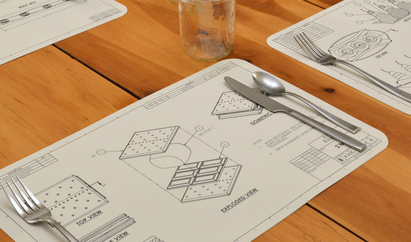Illustration for article titled Blueprint Placemats Help You Engineer the World's Simplest Meals